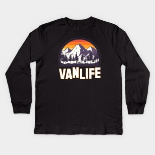 Retro Van I VanLife Camping & Mountains Kids Long Sleeve T-Shirt